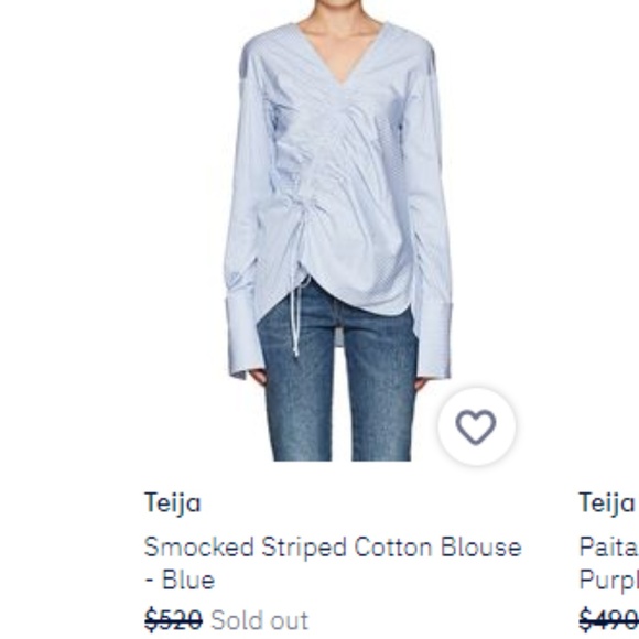 Teija Women's Blue Smocked Striped Cotton Blouse - Picture 8 of 8